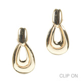 97037, GEOMETRIC CUTOUT METAL CLIP ON EARRING