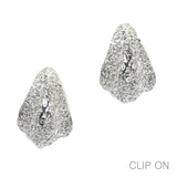 97039, TEXTURED GEOMETRIC METAL CLIP ON EARRING