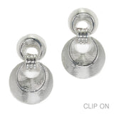97042, TEXTURED ROUND METAL CLIP ON EARRING
