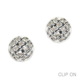 97043, WAFFLE TEXTURED METAL CLIP ON EARRING