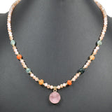 Druzy Stone Accent Beaded Necklace