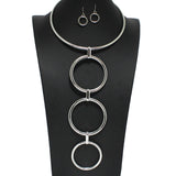 97061, BIG ROUND RING DROP METAL CHOKER NECKLACE