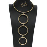 97061, BIG ROUND RING DROP METAL CHOKER NECKLACE