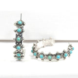 97070, WESTERN TURQUOISE STONE HOOP EARRING