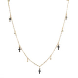 97075, DAINTY ENAMEL CROSS CHARM NECKLACE