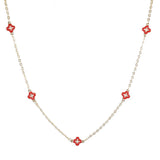 Dainty Enamel Clover Station Necklace - view 4