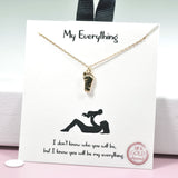 97092, GOLD DIPPED, "MY EVERYTHING" DAINTY FOOTPRINT CHARM NECKLACE