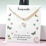 97096, GOLD DIPPED, "INSEPARABLE" FRESHWATER PEARL CHARM NECKLACE