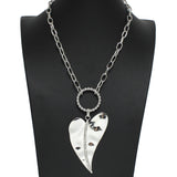 97115, HAMMERED HEART WITH PAVE RHINESTONE NECKLACE