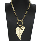 97115, HAMMERED HEART WITH PAVE RHINESTONE NECKLACE