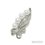 97141, PEARL ACCENT PAVE RHINESTONE PIN BROOCH