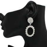 Oval Shape Textured Metal Earring