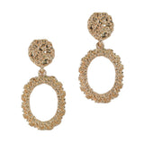 Oval Shape Textured Metal Earring - view 2