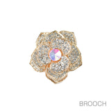 97749, FLOWER RHINESTONE PIN BROOCH