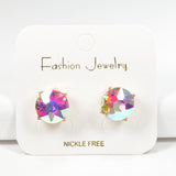 97766, ROUND RHINESTONE STUD EARRING