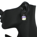 97767, ROUNDED SQUARE RHINESTONE STUD EARRING