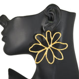 97780, BIG FLOWER HAMMERED METAL EARRING