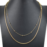 104220, DAINTY BALL ACCENT DOUBLE LAYERED CHAIN NECKLACE