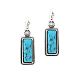Western Rectangle Turquoise Stone Earring