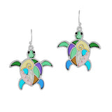 97802, SEA TURTLE ABSTRACT GLASS DANGLE EARRING