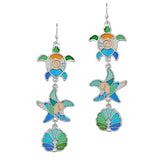 97804, SEA LIFE ABSTRACT GLASS DANGLE EARRING
