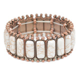 97821, WESTERN RECTANGLE TURQUOISE STONE STRETCH BRACELET