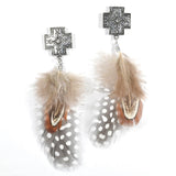 Western Cross with Feather Drop Earring