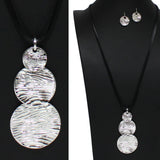 Textured Triple Round Drop Long Pendant Necklace