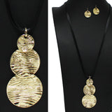 Textured Triple Round Drop Long Pendant Necklace - view 2