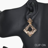 97874, HAMMERED GEOMETRIC METAL CLIP ON EARRING