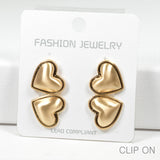 97879, DOUBLE HEART METAL CLIP ON EARRING