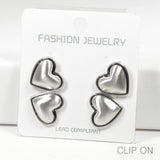 97879, DOUBLE HEART METAL CLIP ON EARRING