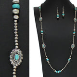 Western Concho with Navajo Beaded Long Necklace