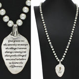 97888, "SERENITY PRAYER" SPOON PEARL BEADED LONG NECKLACE