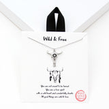 97917, GOLD DIPPED, "WILD & FREE" STEER HEAD PENDANT NECKLACE