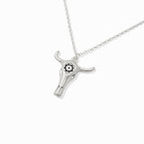 97917, GOLD DIPPED, "WILD & FREE" STEER HEAD PENDANT NECKLACE