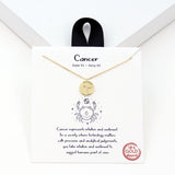 97919, GOLD DIPPED, "CANCER" DAINTY CUBIC ZIRCONIA CHARM PENDANT NECKLACE