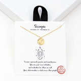 97919, GOLD DIPPED, "SCORPIO" DAINTY CUBIC ZIRCONIA CHARM PENDANT NECKLACE