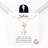 97919, GOLD DIPPED, "SAGITTARIUS" DAINTY CUBIC ZIRCONIA CHARM PENDANT NECKLACE