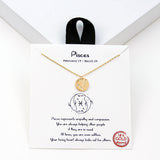 97919, GOLD DIPPED, "PISCES" DAINTY CUBIC ZIRCONIA CHARM PENDANT NECKLACE