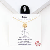 97919, GOLD DIPPED, "LIBRA" DAINTY CUBIC ZIRCONIA CHARM PENDANT NECKLACE