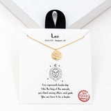 97919, GOLD DIPPED, "LEO" DAINTY CUBIC ZIRCONIA CHARM PENDANT NECKLACE