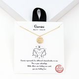 97919, GOLD DIPPED, "GEMINI" DAINTY CUBIC ZIRCONIA CHARM PENDANT NECKLACE