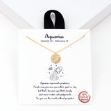 97919, GOLD DIPPED, "AQUARIUS" DAINTY CUBIC ZIRCONIA CHARM PENDANT NECKLACE