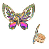 97920, BUTTERFLY RHINESTONE STRETCH RING