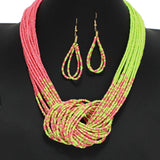 97928, TWO TONE SEED BEADED NECKLACE