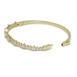 97937, SQUARE AND ROUND CUBIC ZIRCONIA ACCENT BANGLE BRACELET