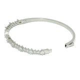 97937, SQUARE AND ROUND CUBIC ZIRCONIA ACCENT BANGLE BRACELET