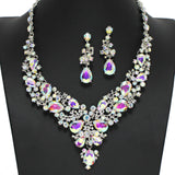 97947, FLORAL VINES RHINESTONE EVENING NECKLACE SET