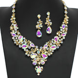 97947, FLORAL VINES RHINESTONE EVENING NECKLACE SET